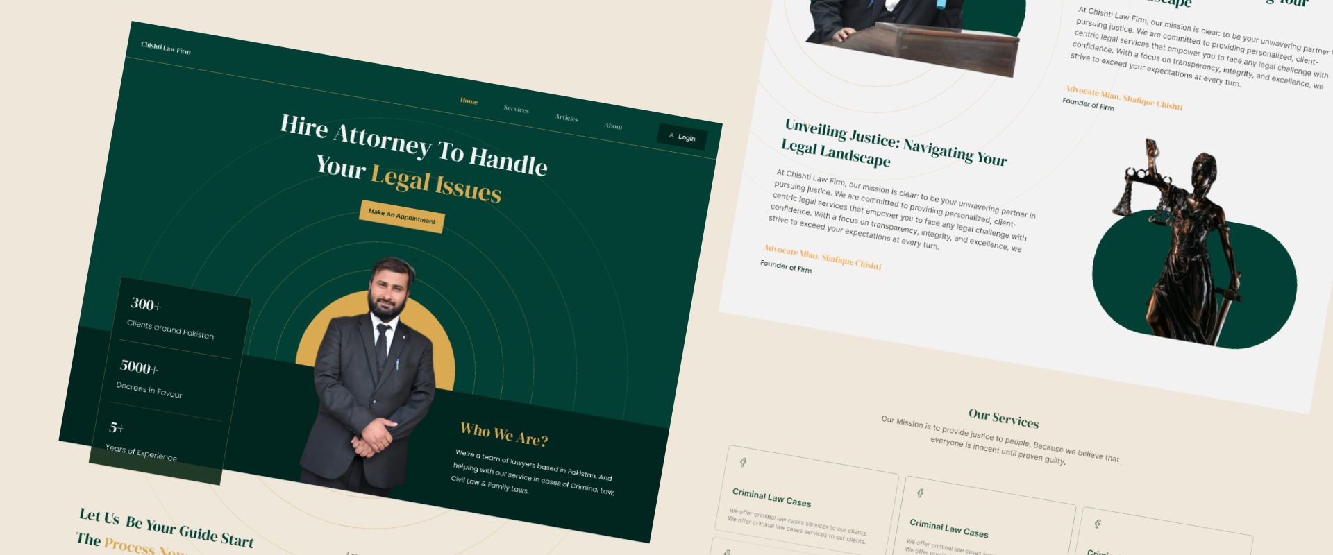 Landing page of Chishti Law Firm